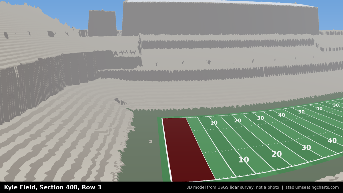 View from Kyle Field Section 408, Row 3, looking toward the field