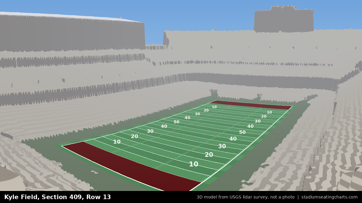 View from Kyle Field Section 409, Row 13, looking toward the field