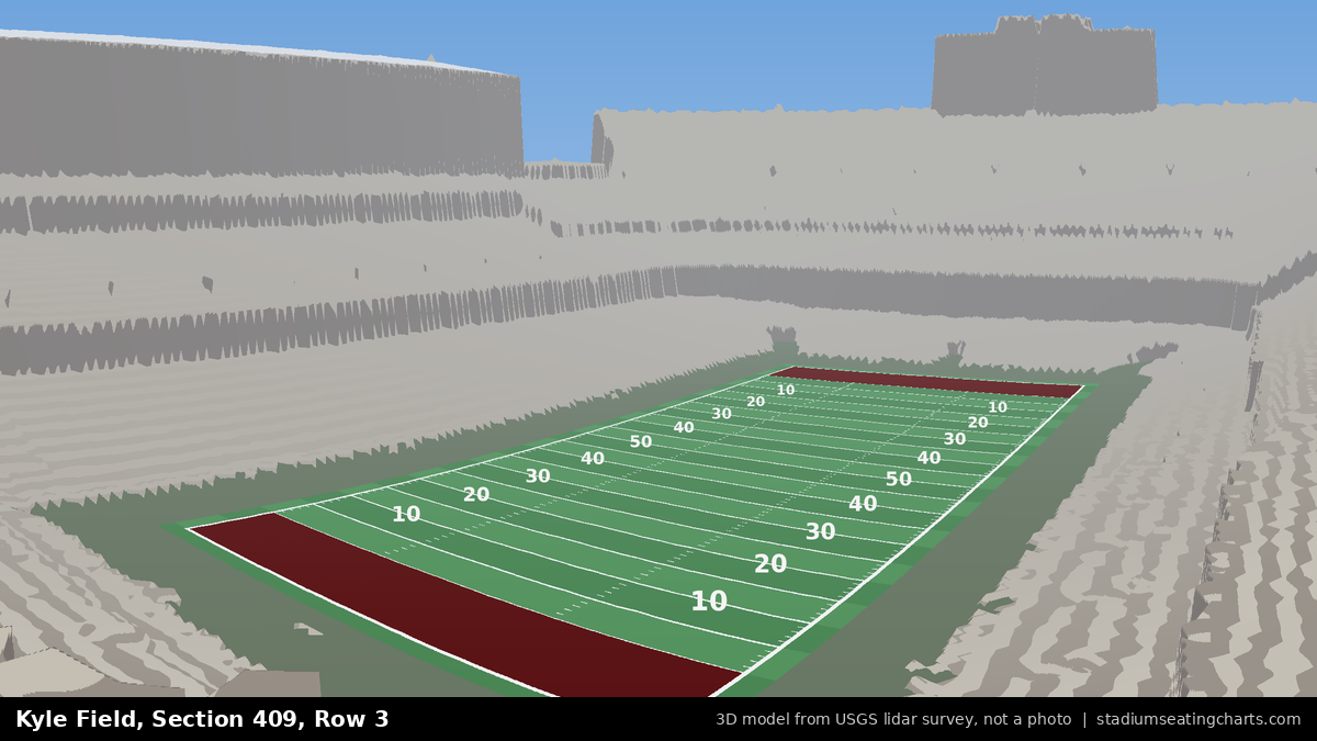 View from Kyle Field Section 409, Row 3, looking toward the field