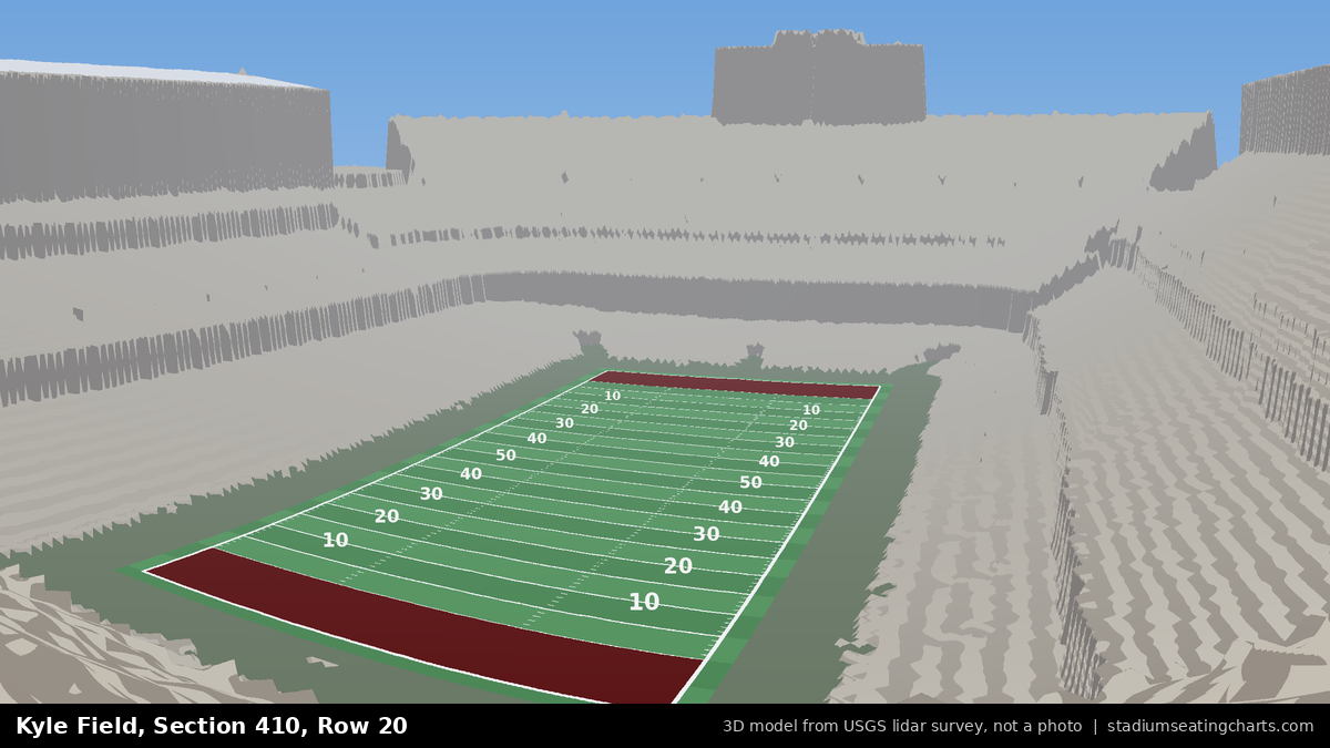 View from Kyle Field Section 410, Row 20, looking toward the field