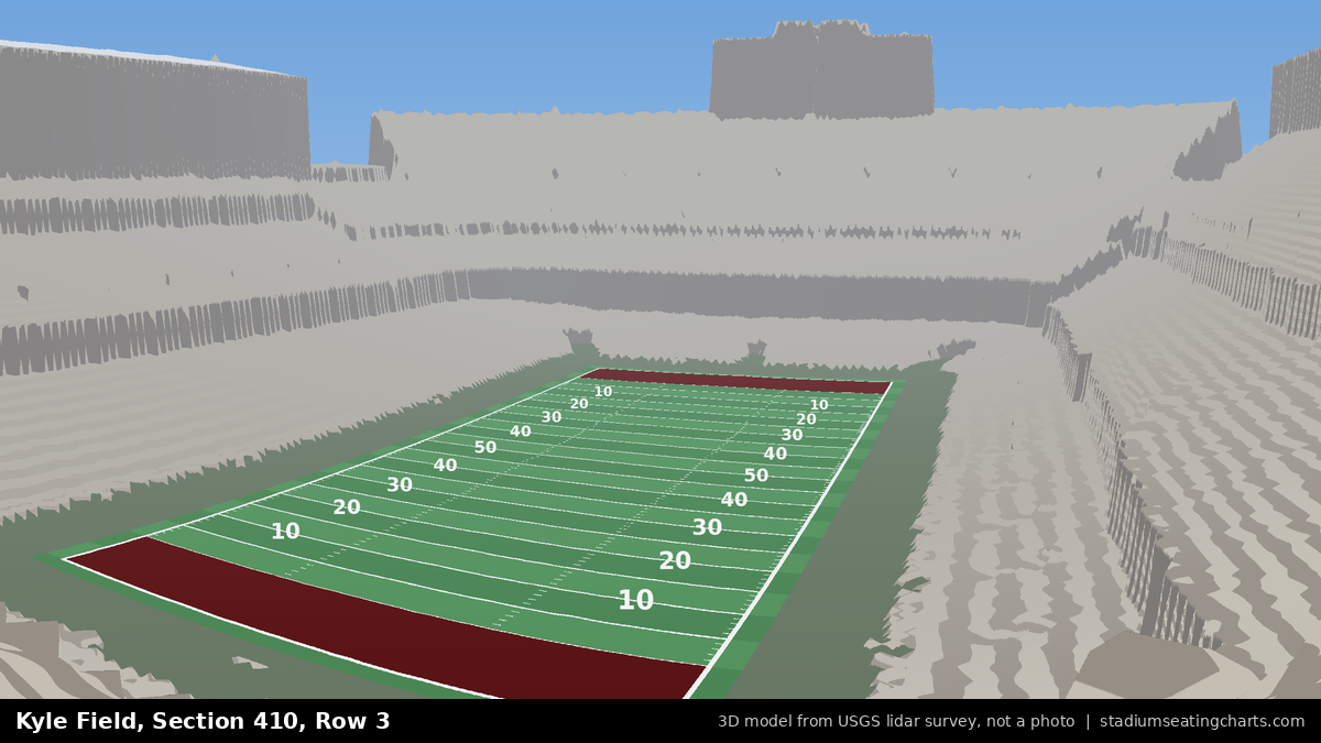 View from Kyle Field Section 410, Row 3, looking toward the field