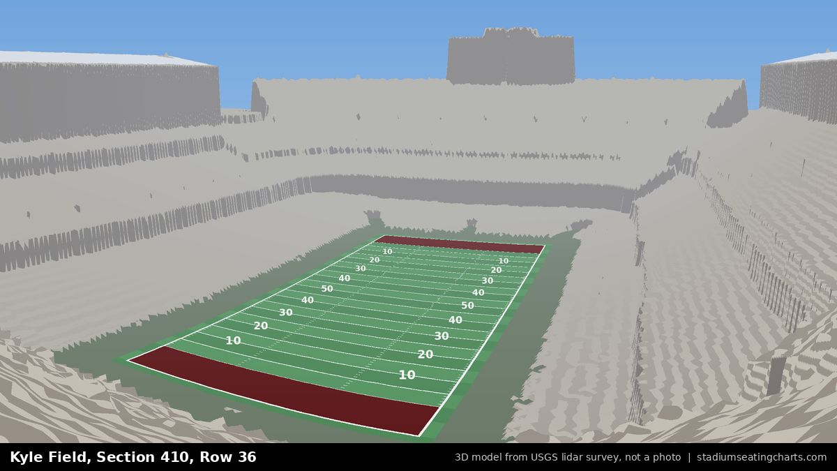 View from Kyle Field Section 410, Row 36, looking toward the field