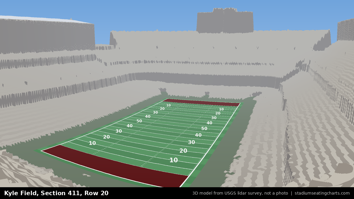 View from Kyle Field Section 411, Row 20, looking toward the field