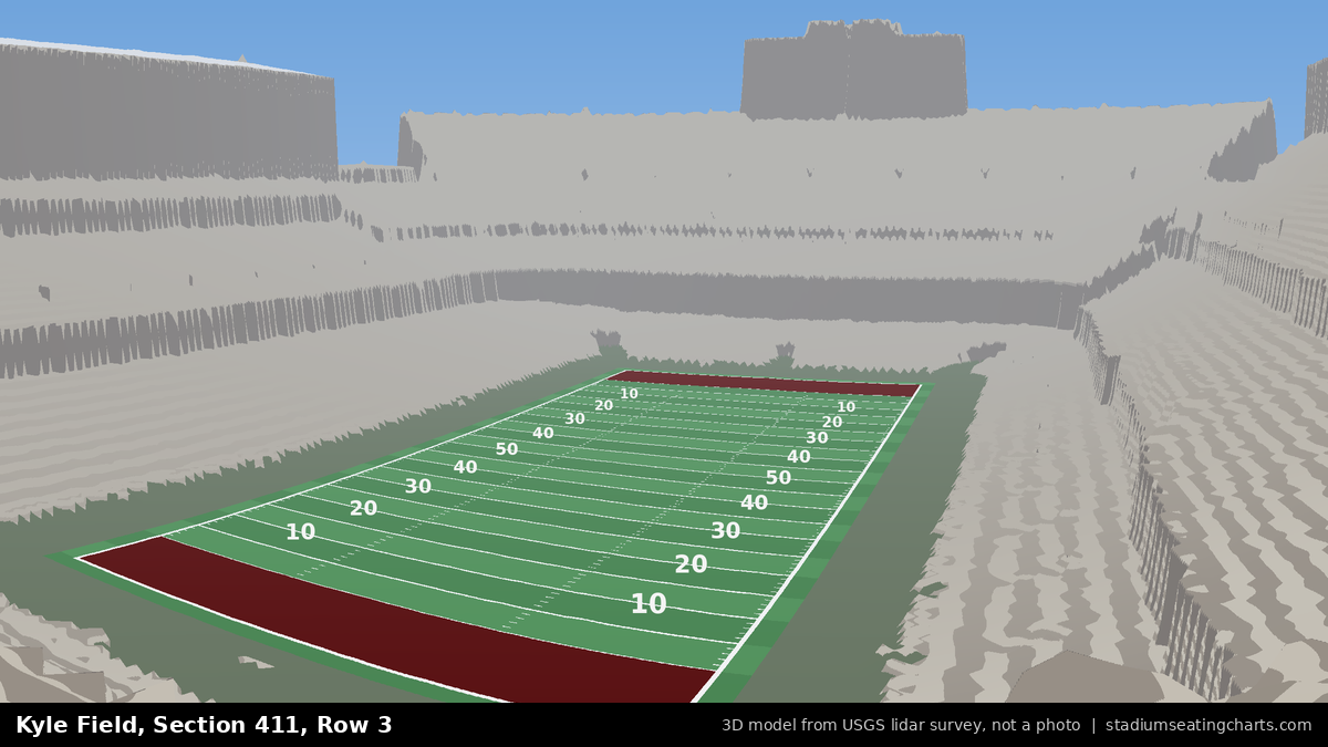 View from Kyle Field Section 411, Row 3, looking toward the field