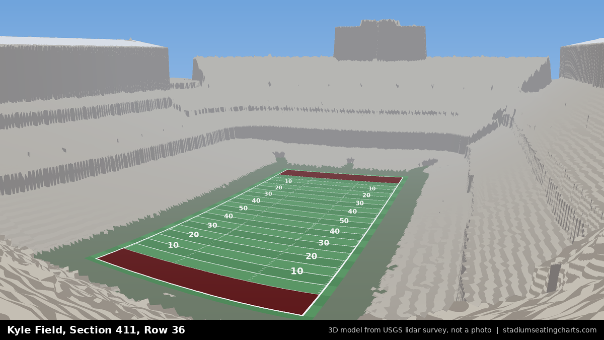 View from Kyle Field Section 411, Row 36, looking toward the field