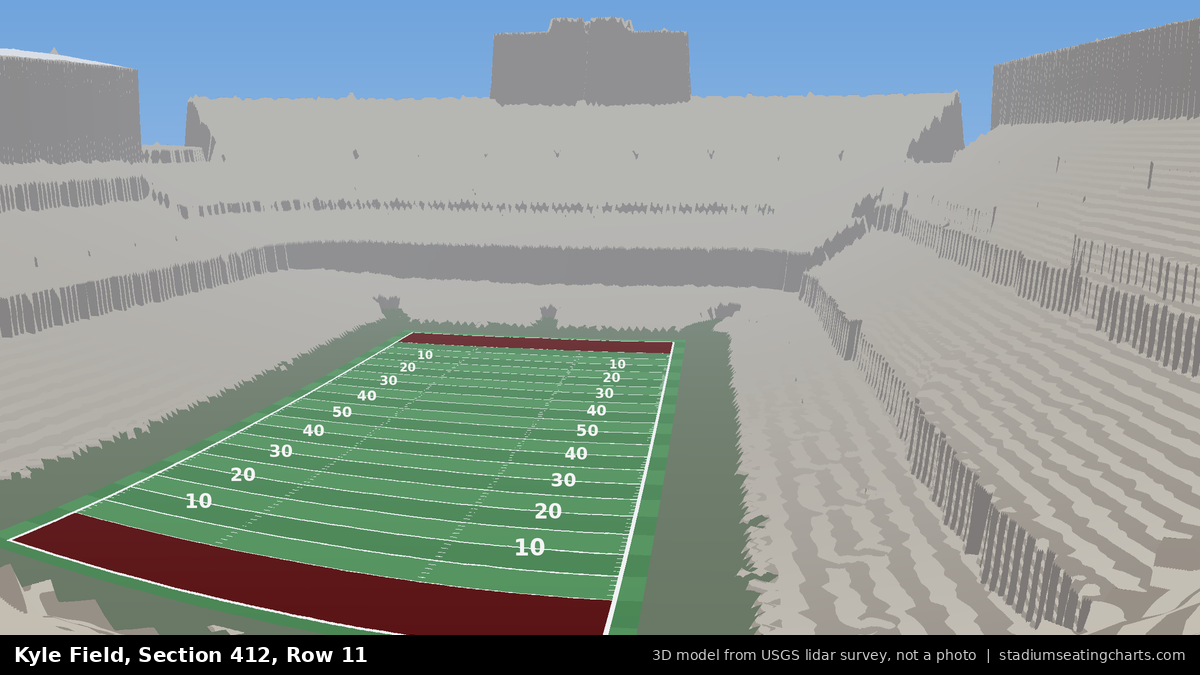 View from Kyle Field Section 412, Row 11, looking toward the field