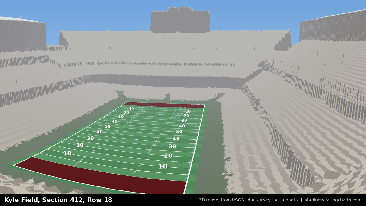 View from Kyle Field Section 412, Row 18, looking toward the field