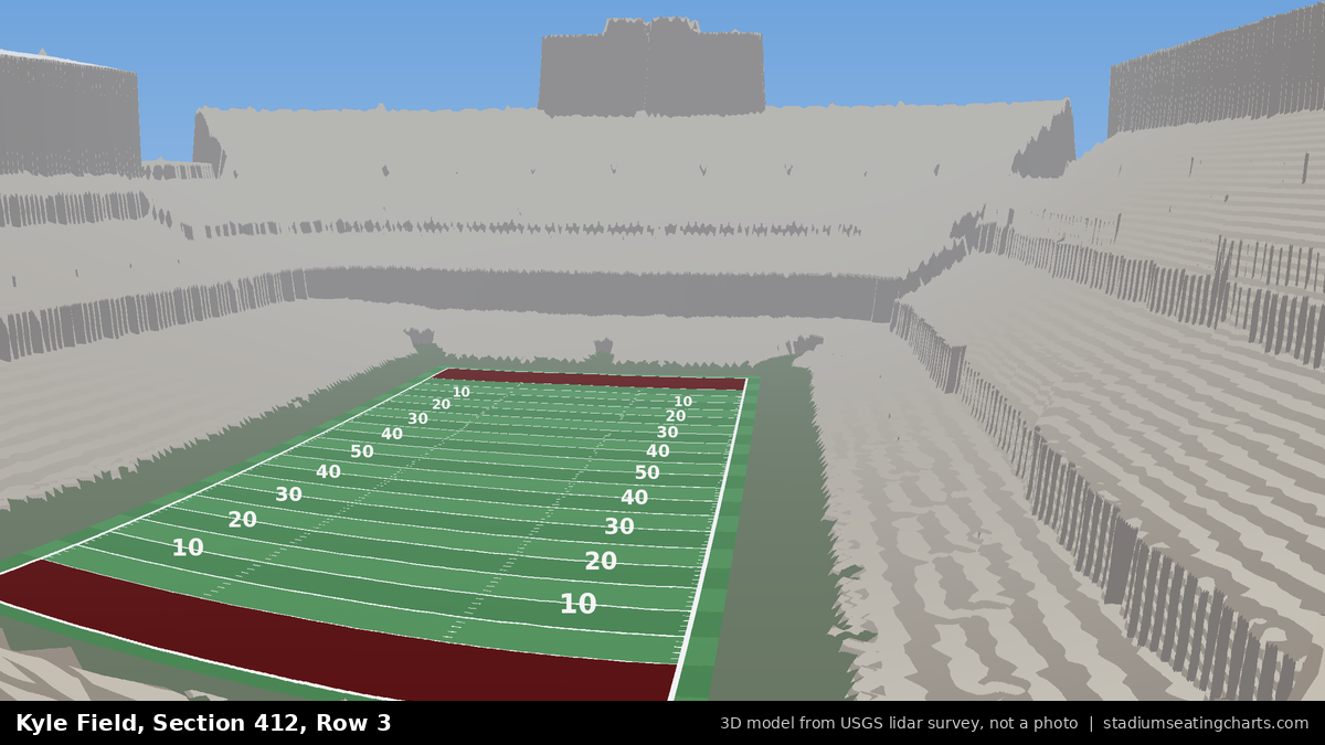 View from Kyle Field Section 412, Row 3, looking toward the field