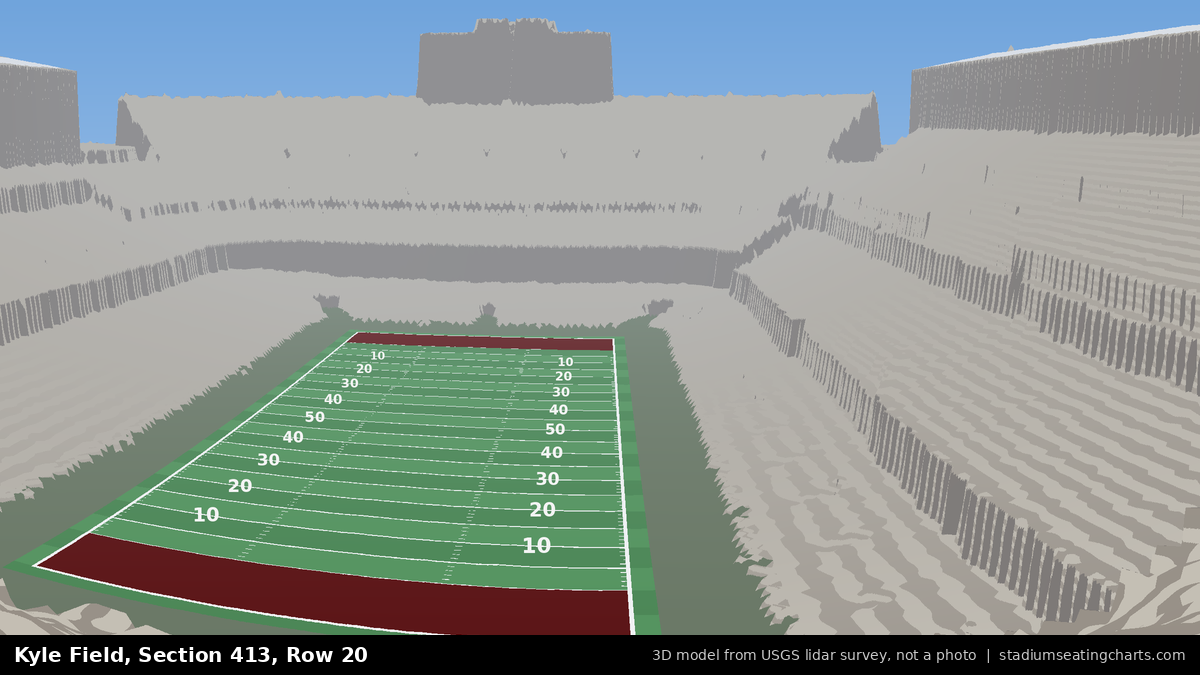 View from Kyle Field Section 413, Row 20, looking toward the field