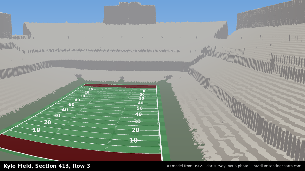 View from Kyle Field Section 413, Row 3, looking toward the field