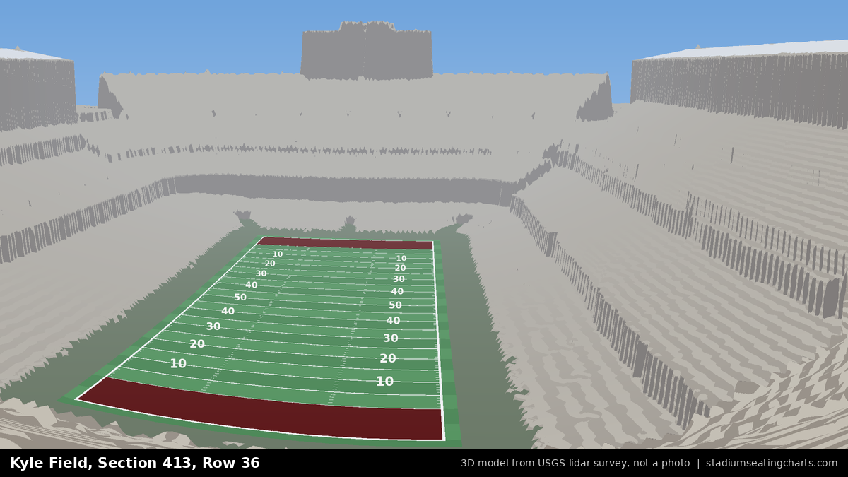 View from Kyle Field Section 413, Row 36, looking toward the field