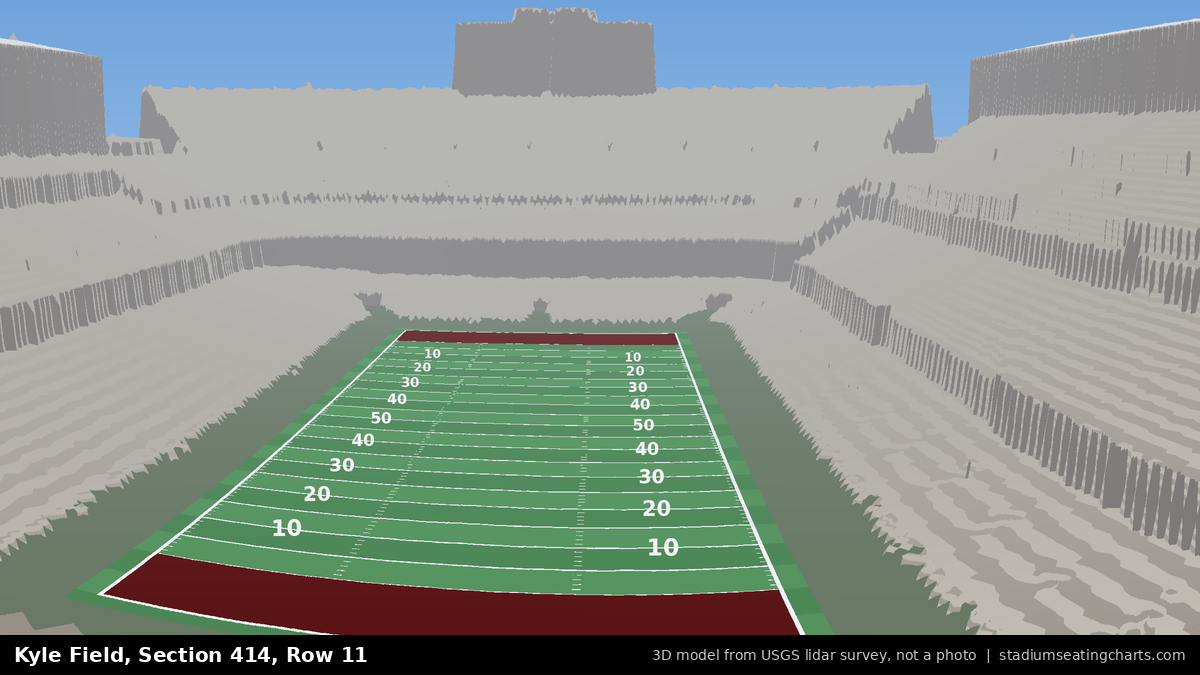 View from Kyle Field Section 414, Row 11, looking toward the field