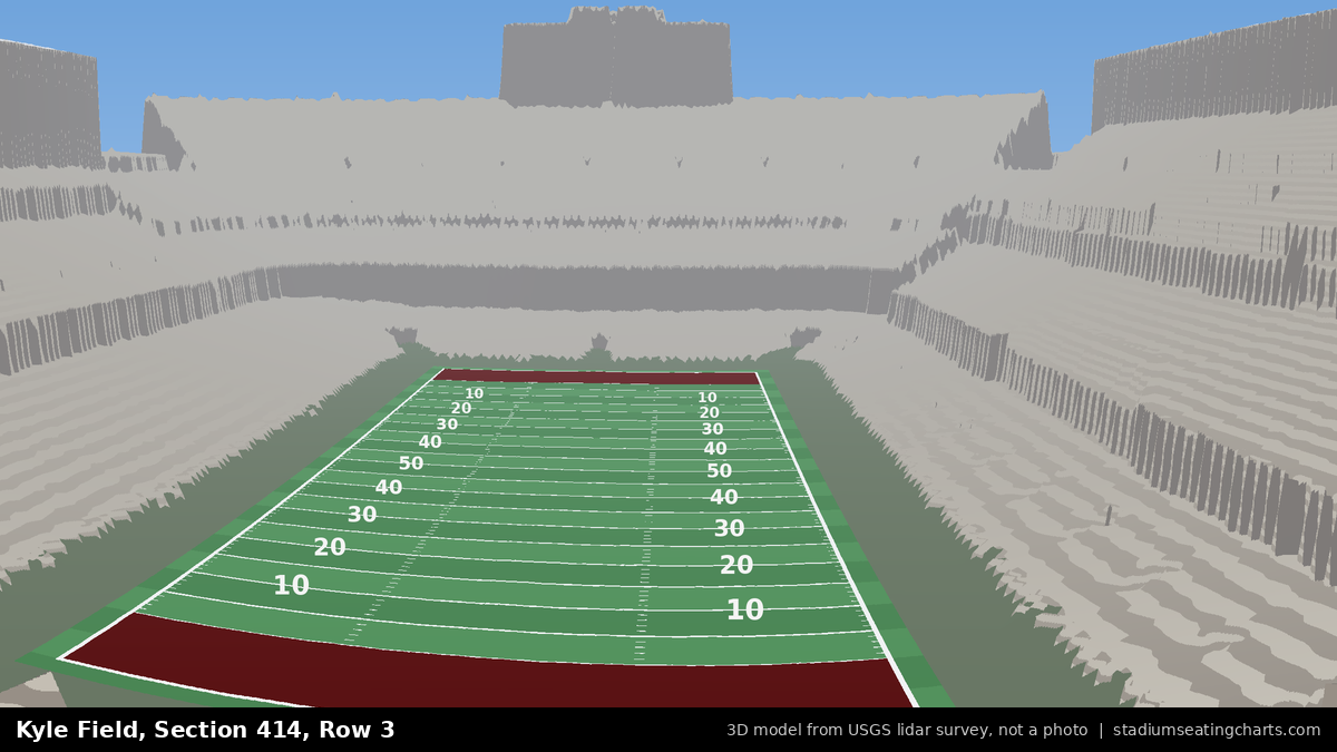View from Kyle Field Section 414, Row 3, looking toward the field