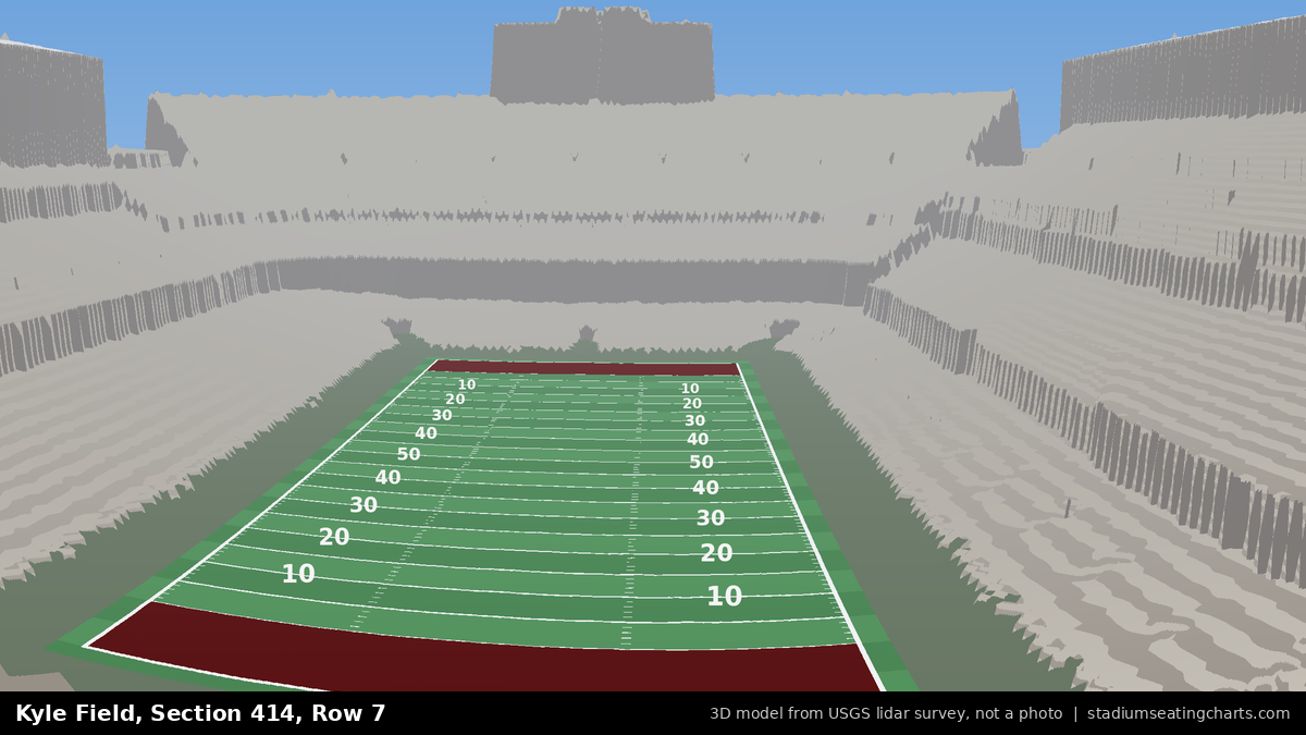View from Kyle Field Section 414, Row 7, looking toward the field