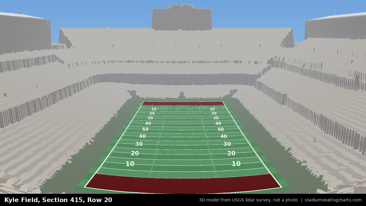 View from Kyle Field Section 415, Row 20, looking toward the field