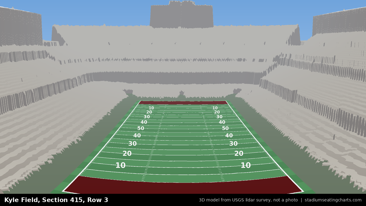 View from Kyle Field Section 415, Row 3, looking toward the field