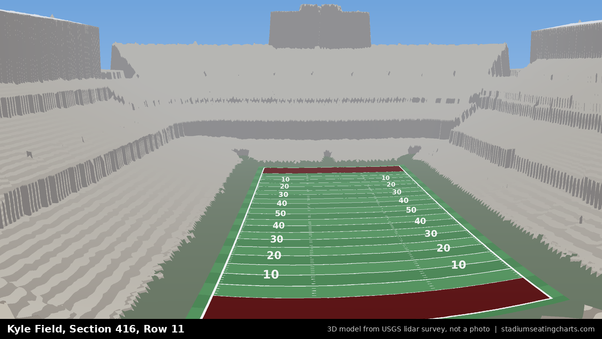 View from Kyle Field Section 416, Row 11, looking toward the field