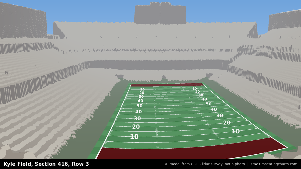 View from Kyle Field Section 416, Row 3, looking toward the field