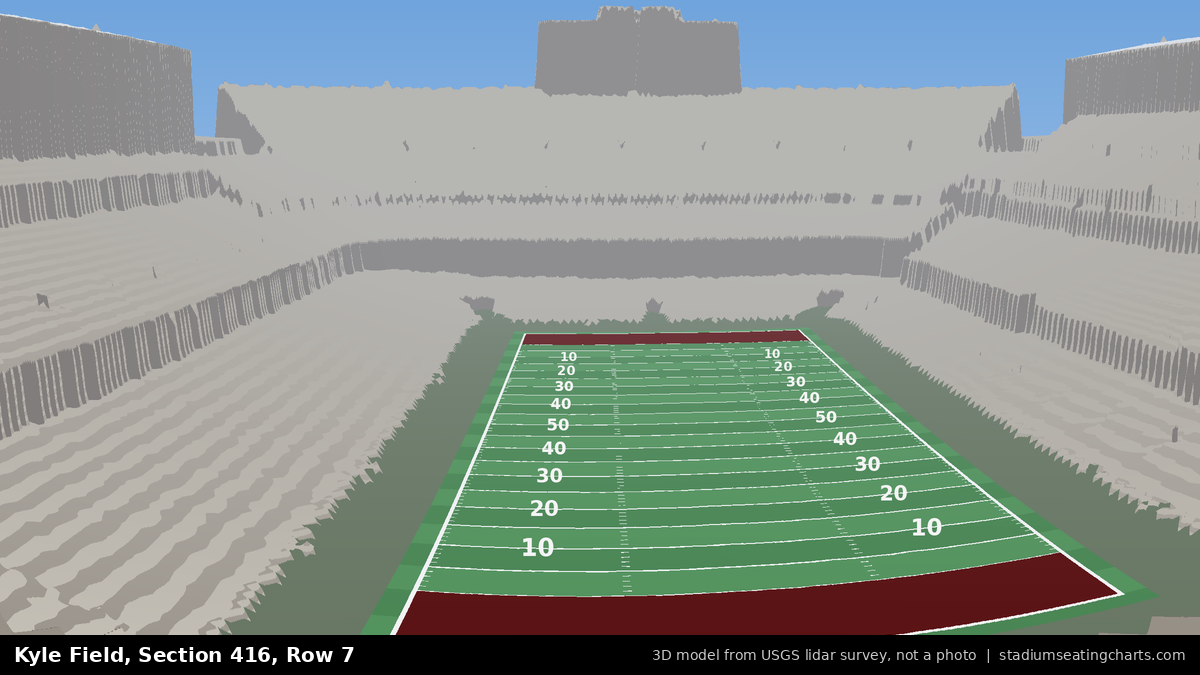 View from Kyle Field Section 416, Row 7, looking toward the field