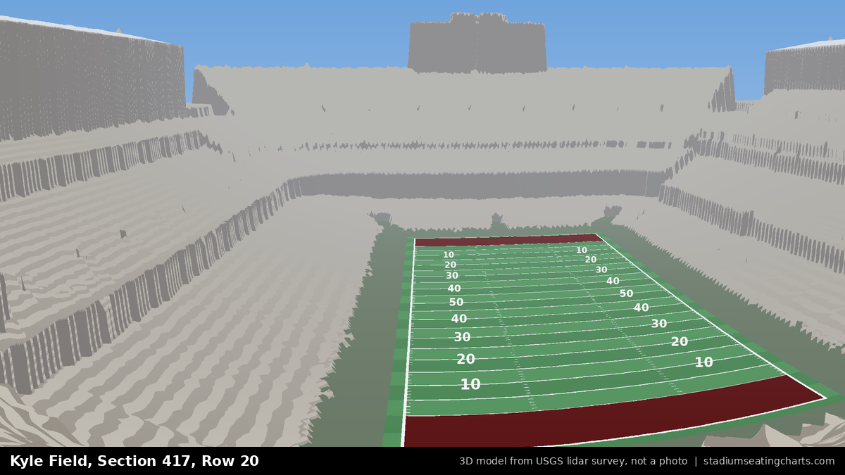 View from Kyle Field Section 417, Row 20, looking toward the field