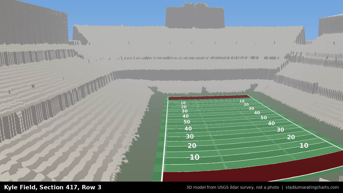 View from Kyle Field Section 417, Row 3, looking toward the field