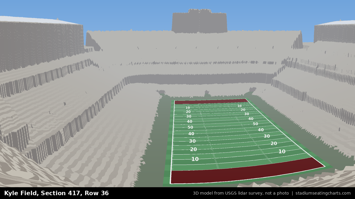 View from Kyle Field Section 417, Row 36, looking toward the field