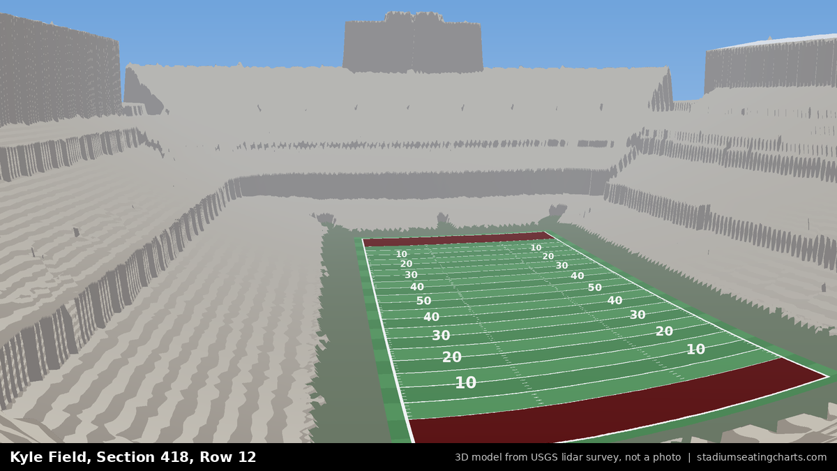 View from Kyle Field Section 418, Row 12, looking toward the field