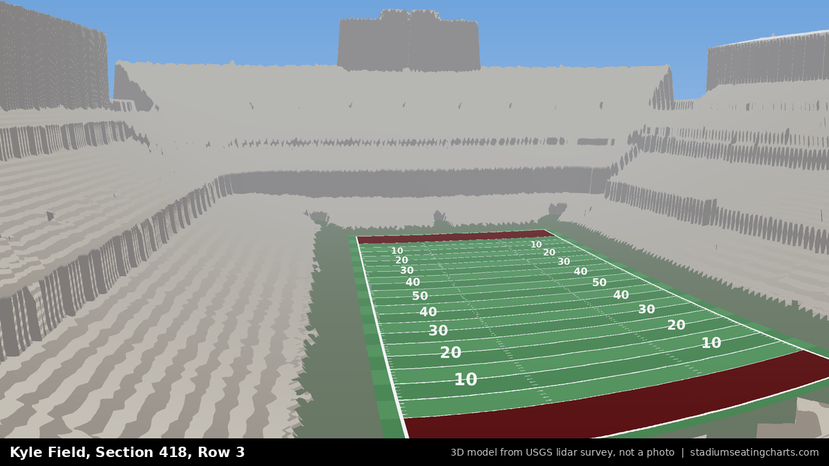 View from Kyle Field Section 418, Row 3, looking toward the field