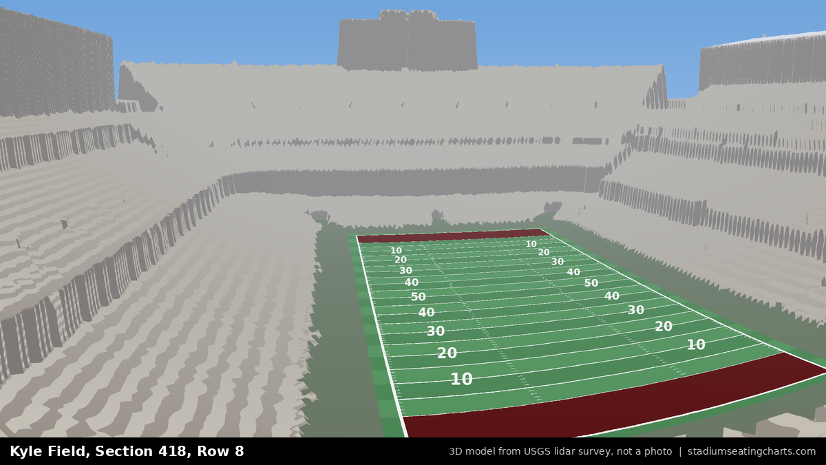 View from Kyle Field Section 418, Row 8, looking toward the field