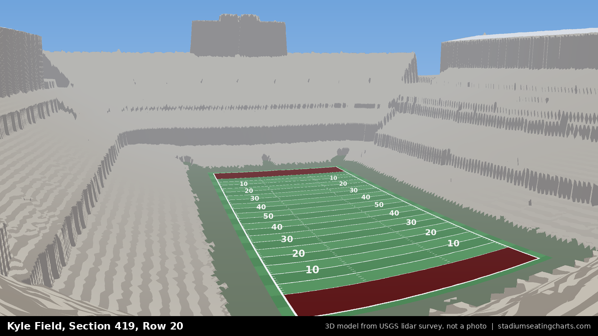 View from Kyle Field Section 419, Row 20, looking toward the field