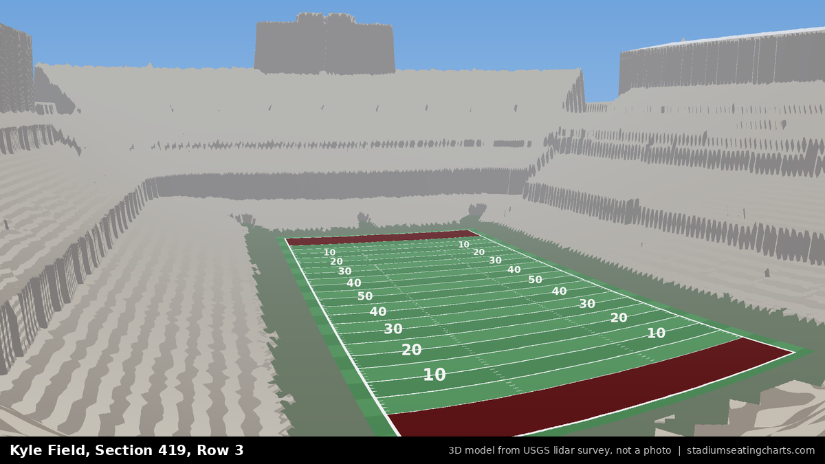 View from Kyle Field Section 419, Row 3, looking toward the field