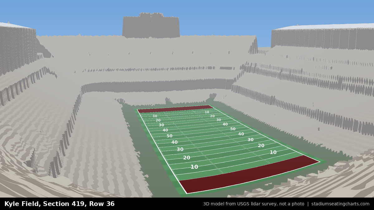 View from Kyle Field Section 419, Row 36, looking toward the field