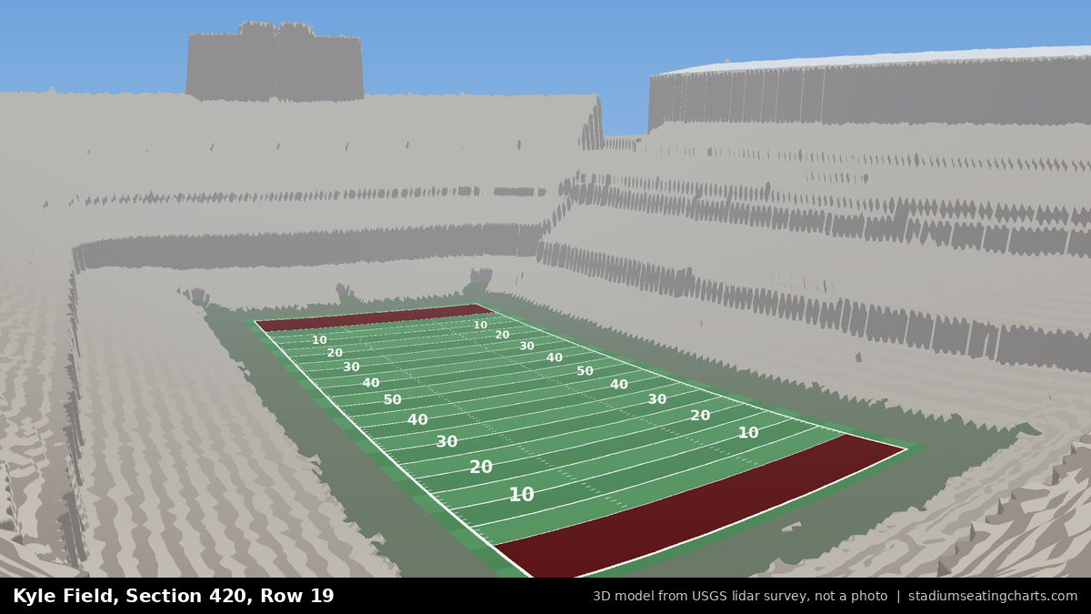 View from Kyle Field Section 420, Row 19, looking toward the field