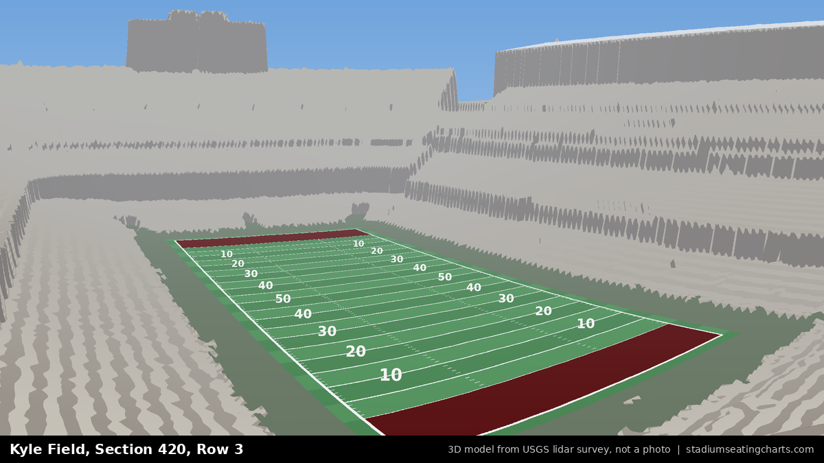View from Kyle Field Section 420, Row 3, looking toward the field