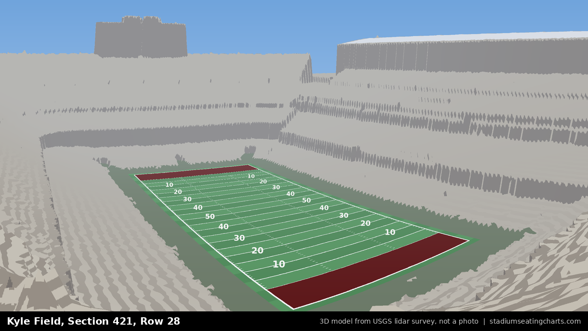 View from Kyle Field Section 421, Row 28, looking toward the field