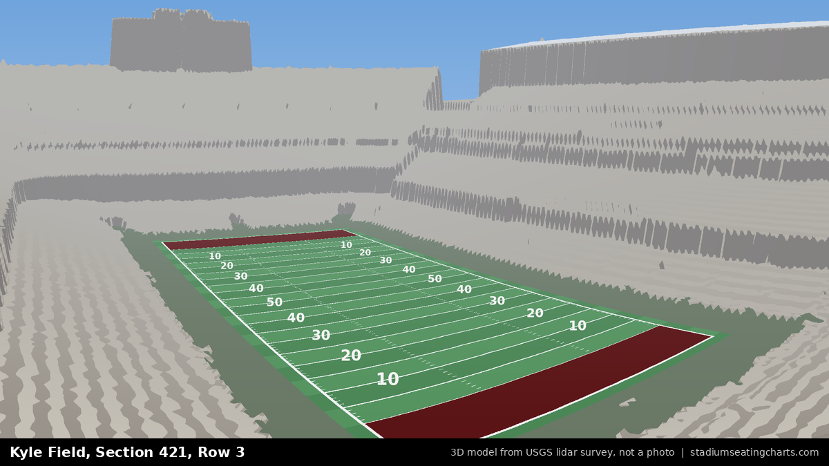 View from Kyle Field Section 421, Row 3, looking toward the field