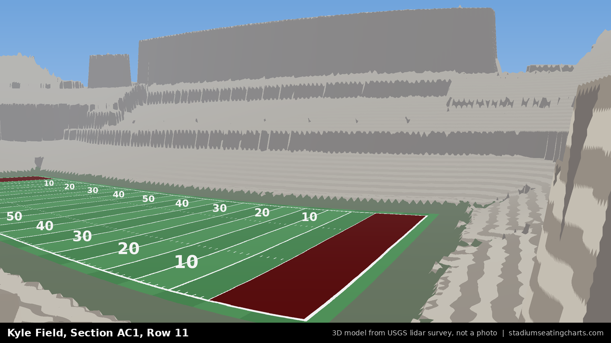 View from Kyle Field All-American Club 1, Row 11, looking toward the field