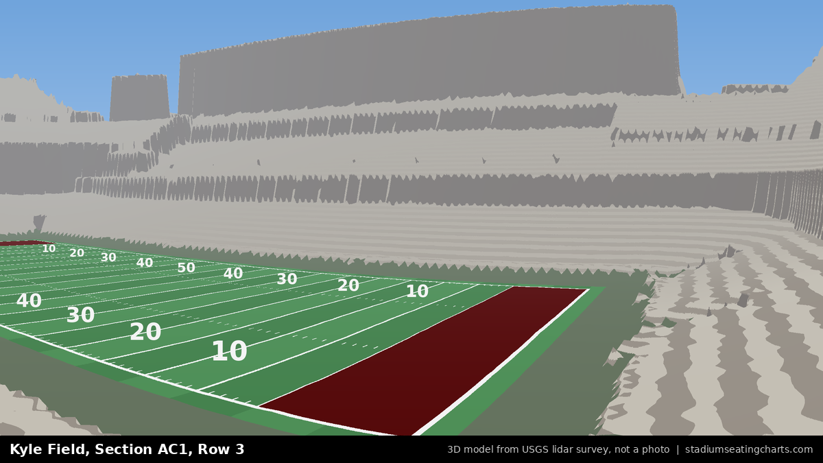 View from Kyle Field All-American Club 1, Row 3, looking toward the field