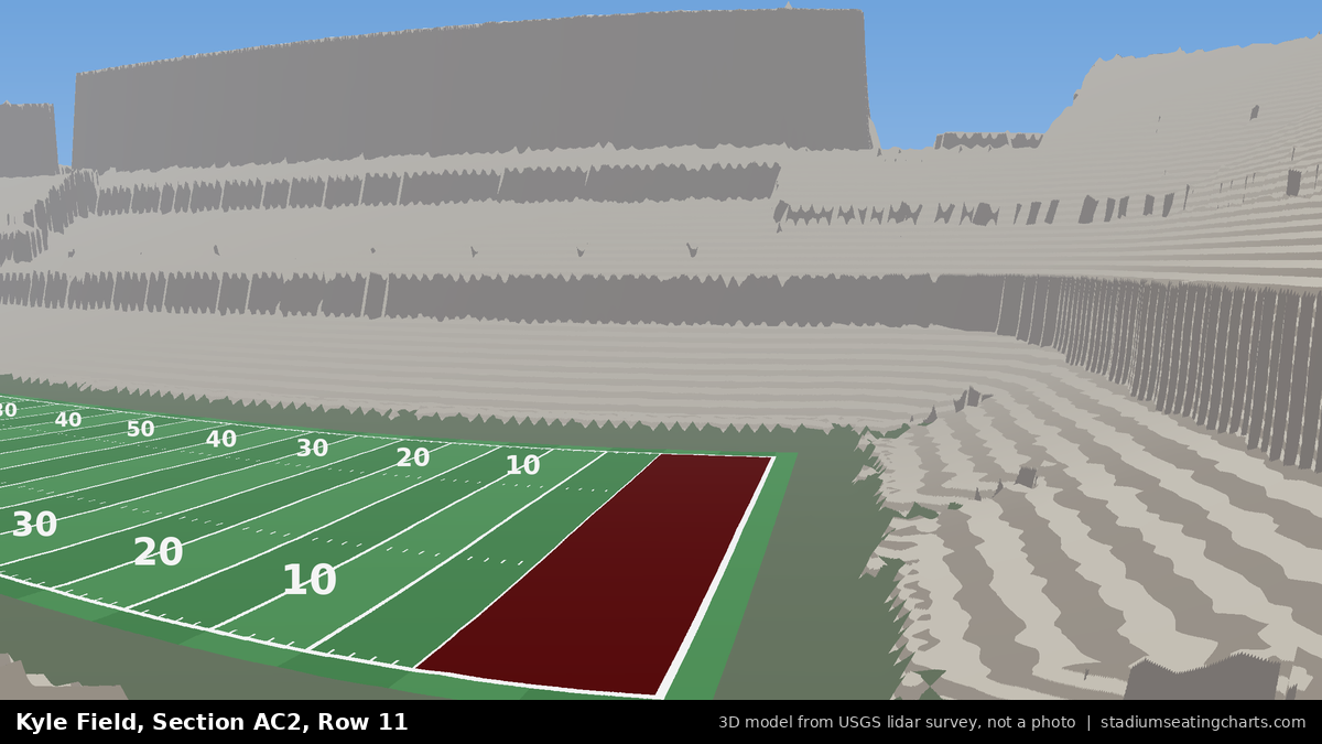 View from Kyle Field All-American Club 2, Row 11, looking toward the field