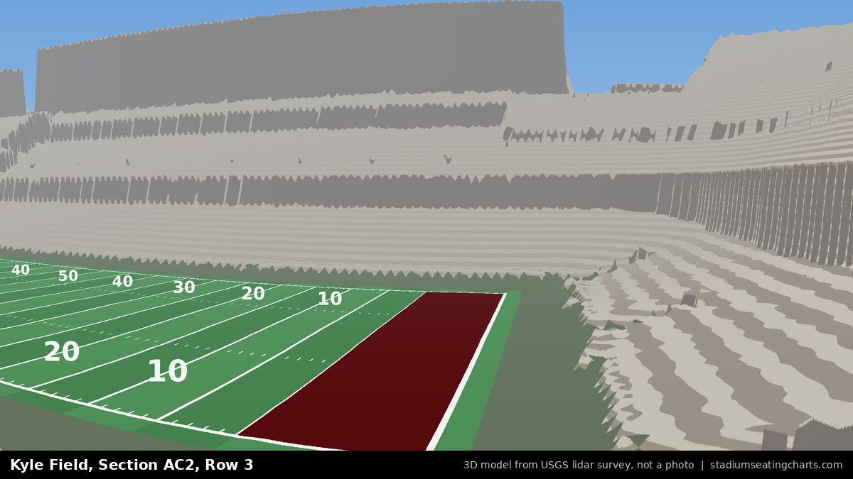 View from Kyle Field All-American Club 2, Row 3, looking toward the field