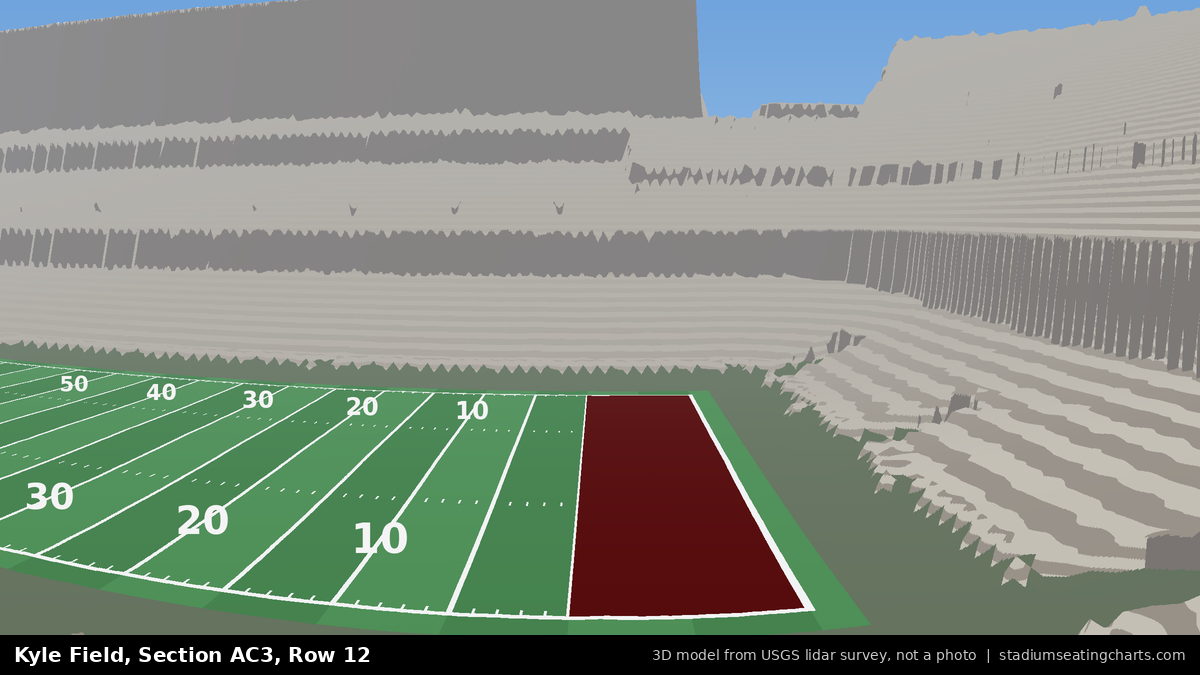 View from Kyle Field All-American Club 3, Row 12, looking toward the field