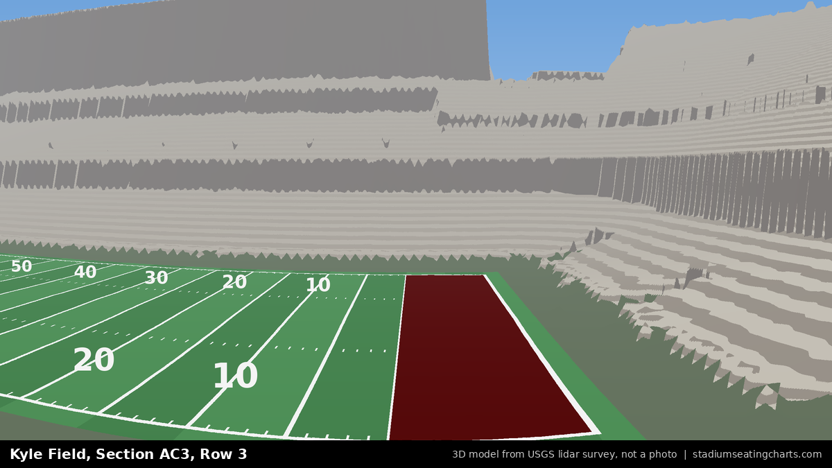 View from Kyle Field All-American Club 3, Row 3, looking toward the field