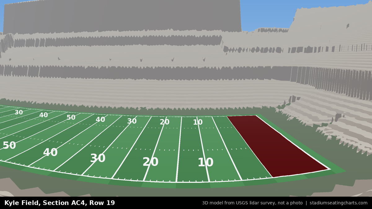 View from Kyle Field All-American Club 4, Row 19, looking toward the field