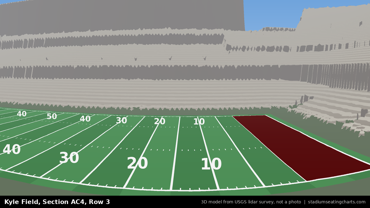 View from Kyle Field All-American Club 4, Row 3, looking toward the field