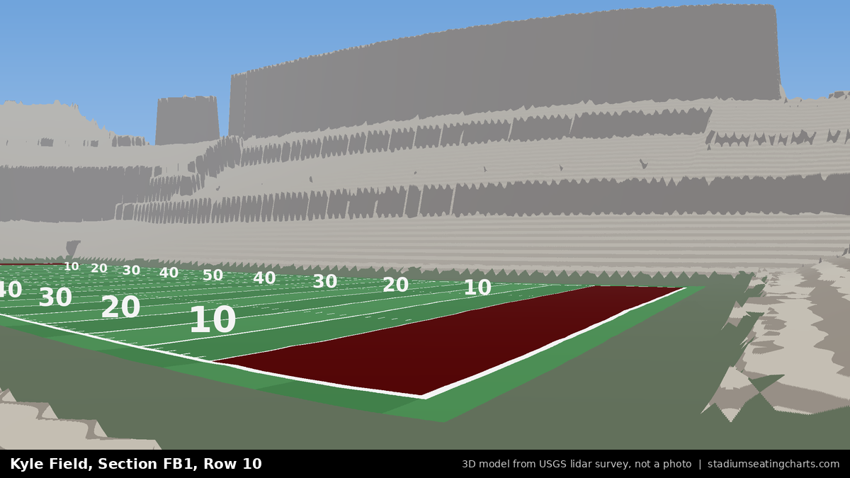 View from Kyle Field Field Box 1, Row 10, looking toward the field