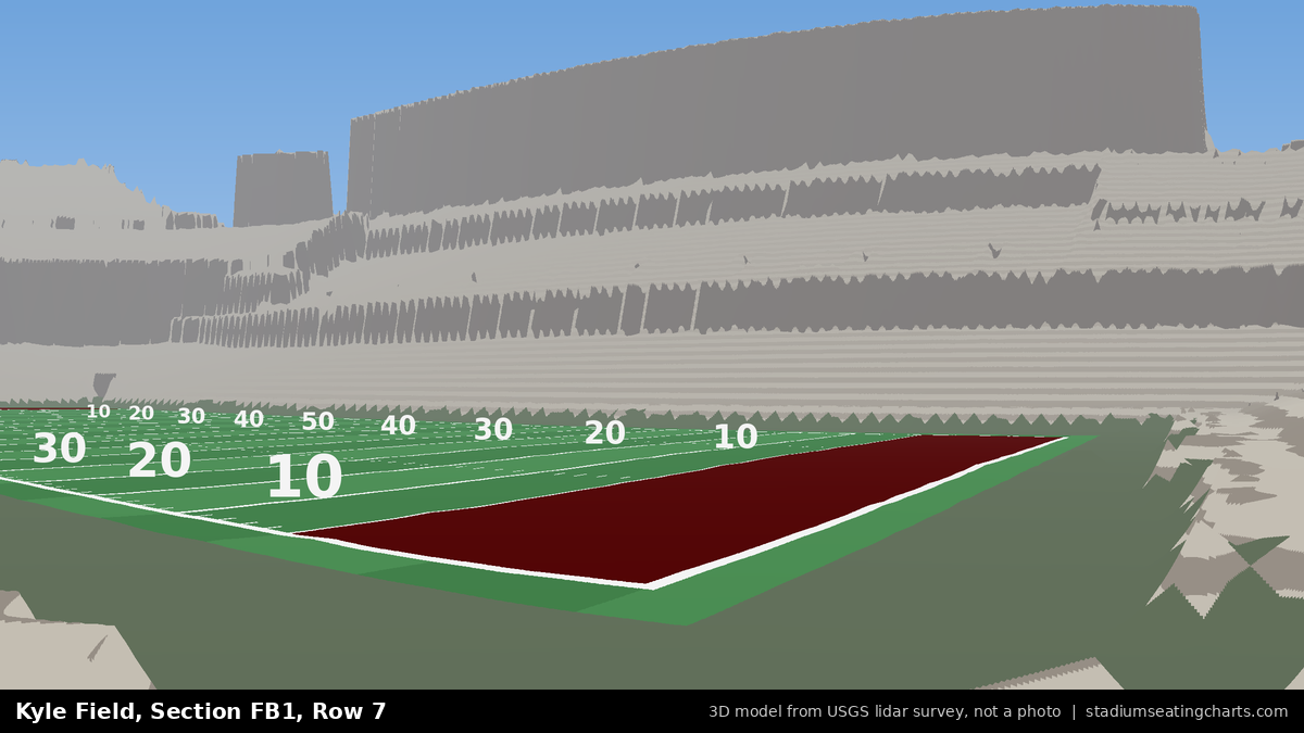 View from Kyle Field Field Box 1, Row 7, looking toward the field