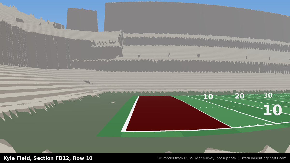 View from Kyle Field Field Box 12, Row 10, looking toward the field