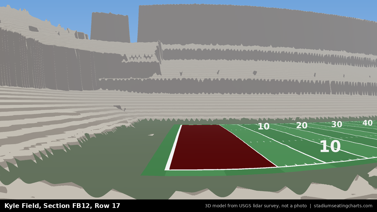 View from Kyle Field Field Box 12, Row 17, looking toward the field