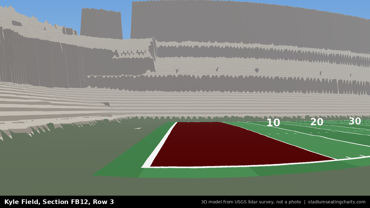 View from Kyle Field Field Box 12, Row 3, looking toward the field