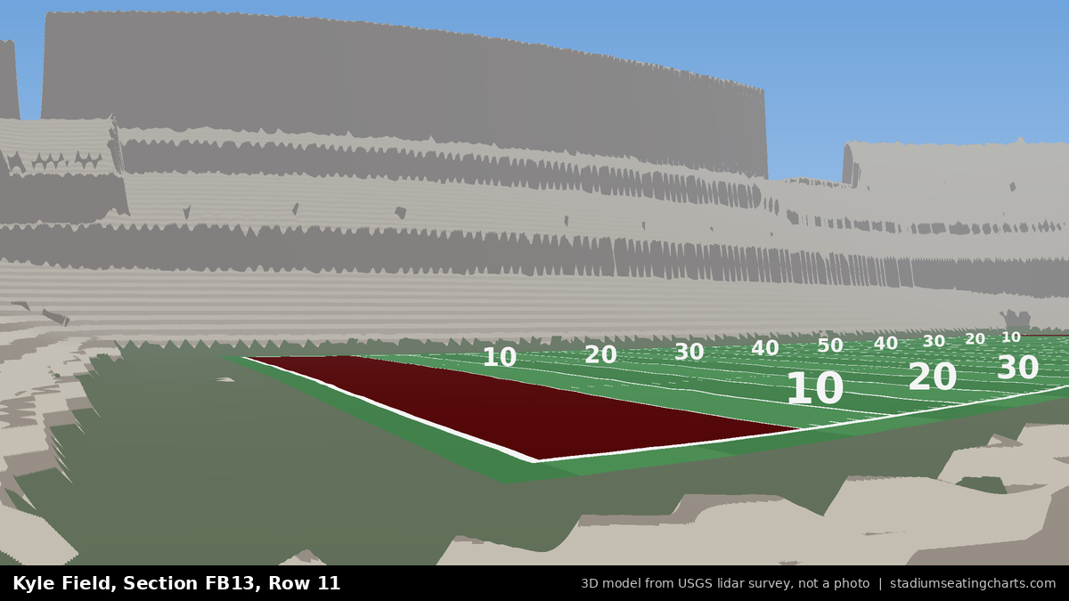 View from Kyle Field Field Box 13, Row 11, looking toward the field